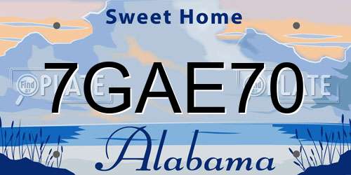 7GAE70 Alabama License Plate