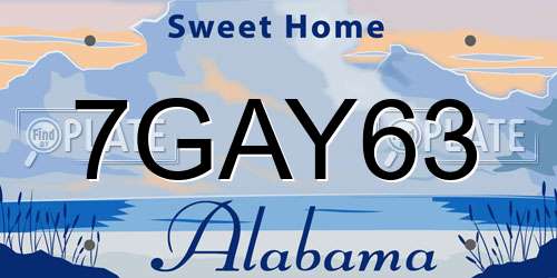 7GAY63 Alabama License Plate