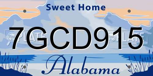 7GCD915 Alabama License Plate