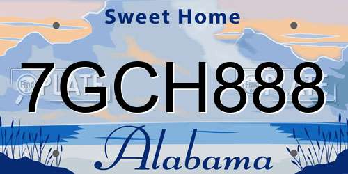 7GCH888 Alabama License Plate