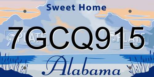 7GCQ915 Alabama License Plate