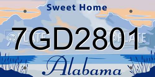 7GD2801 Alabama License Plate