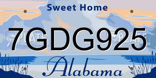 7GDG925 Alabama License Plate