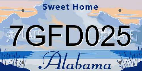 7GFD025 Alabama License Plate