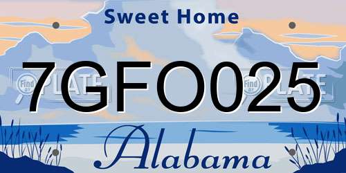7GFO025 Alabama License Plate