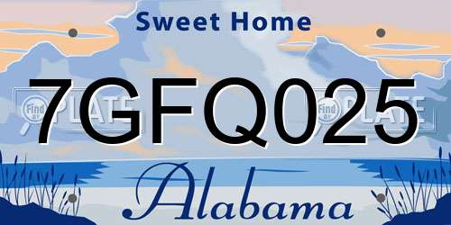 7GFQ025 Alabama License Plate