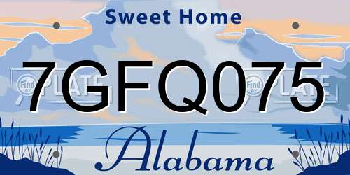7GFQ075 Alabama License Plate