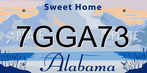 7GGA73 Alabama License Plate