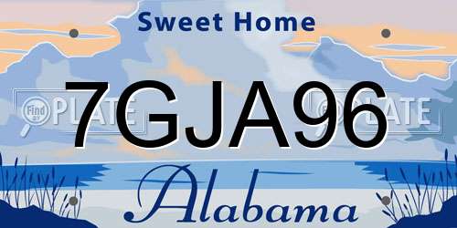 7GJA96 Alabama License Plate