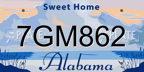 7GM862 Alabama License Plate