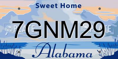 7GNM29 Alabama License Plate