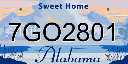 7GO2801 Alabama License Plate