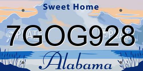 7GOG928 Alabama License Plate