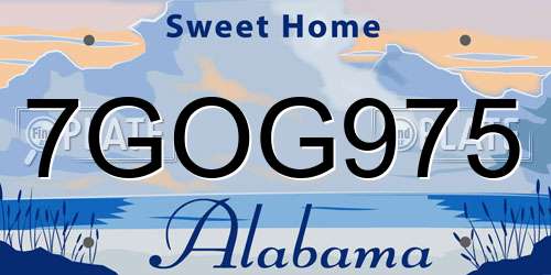 7GOG975 Alabama License Plate