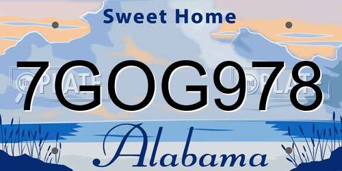 7GOG978 Alabama License Plate
