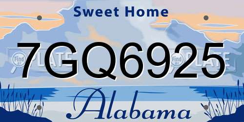 7GQ6925 Alabama License Plate