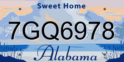 7GQ6978 Alabama License Plate