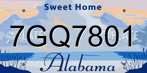 7GQ7801 Alabama License Plate