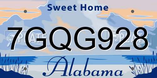 7GQG928 Alabama License Plate
