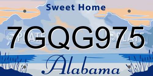 7GQG975 Alabama License Plate