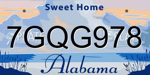 7GQG978 Alabama License Plate
