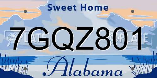 7GQZ801 Alabama License Plate