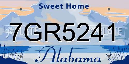 7GR5241 Alabama License Plate