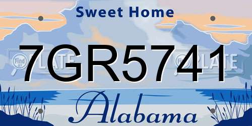 7GR5741 Alabama License Plate