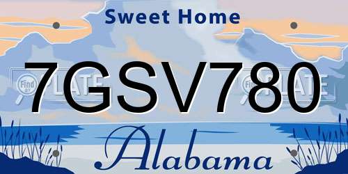 7GSV780 Alabama License Plate