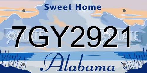 7GY2921 Alabama License Plate