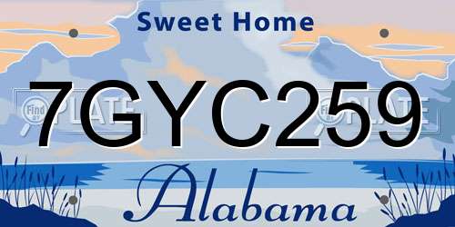 7GYC259 Alabama License Plate