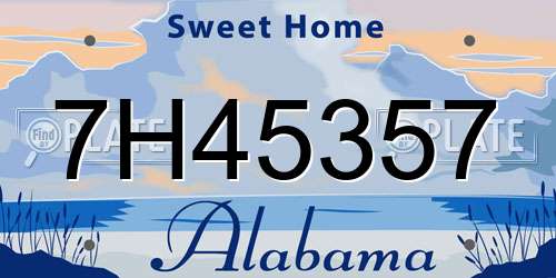 7H45357 Alabama License Plate