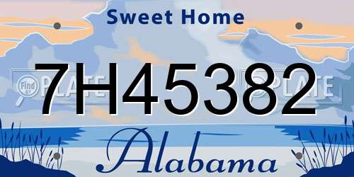 7H45382 Alabama License Plate