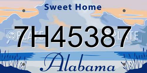 7H45387 Alabama License Plate