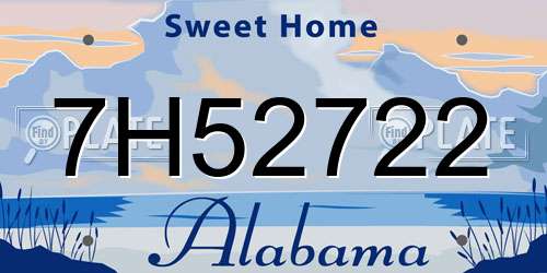 7H52722 Alabama License Plate