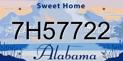7H57722 Alabama License Plate