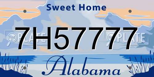 7H57777 Alabama License Plate