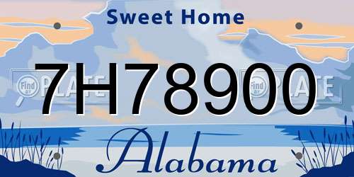 7H78900 Alabama License Plate
