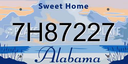 7H87227 Alabama License Plate