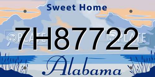 7H87722 Alabama License Plate