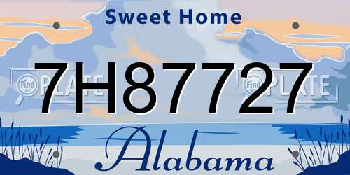 7H87727 Alabama License Plate
