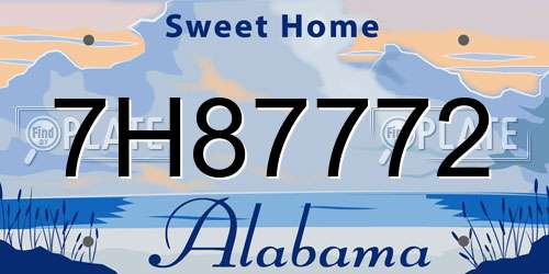 7H87772 Alabama License Plate
