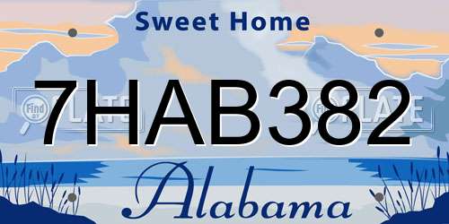 7HAB382 Alabama License Plate