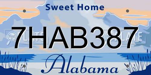 7HAB387 Alabama License Plate