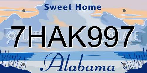 7HAK997 Alabama License Plate