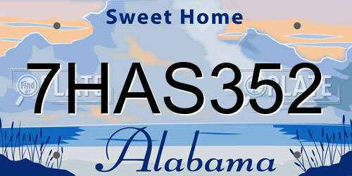 7HAS352 Alabama License Plate