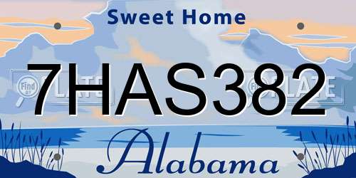 7HAS382 Alabama License Plate