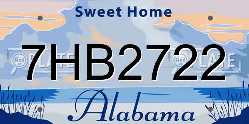 7HB2722 Alabama License Plate