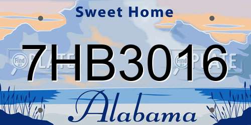 7HB3016 Alabama License Plate