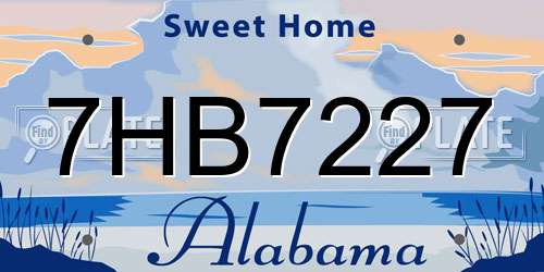 7HB7227 Alabama License Plate